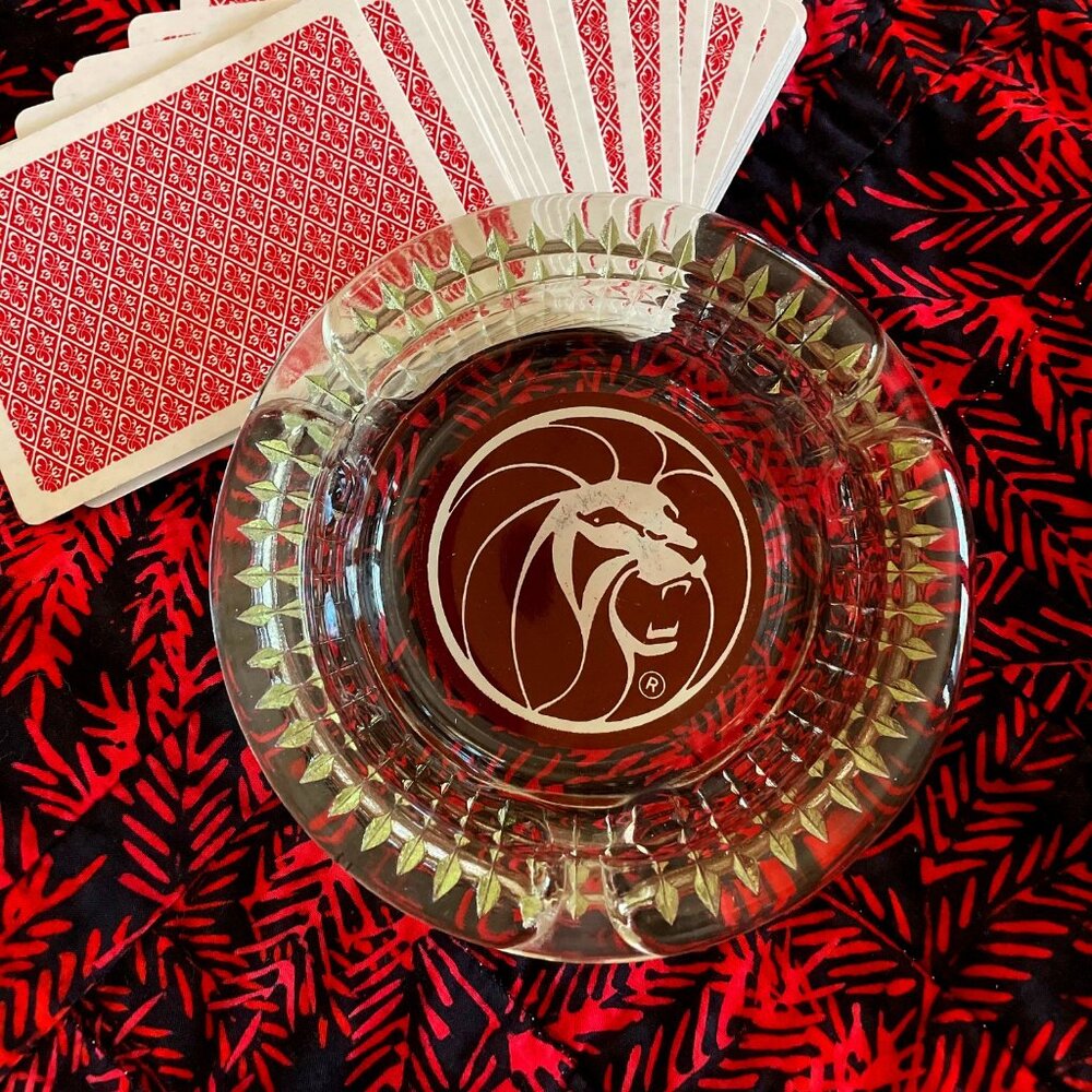 Vintage MGM Grand Hotel Glass Ashtray